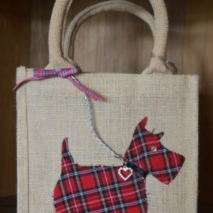 Tartan Scottie dog jute bag from our past collection